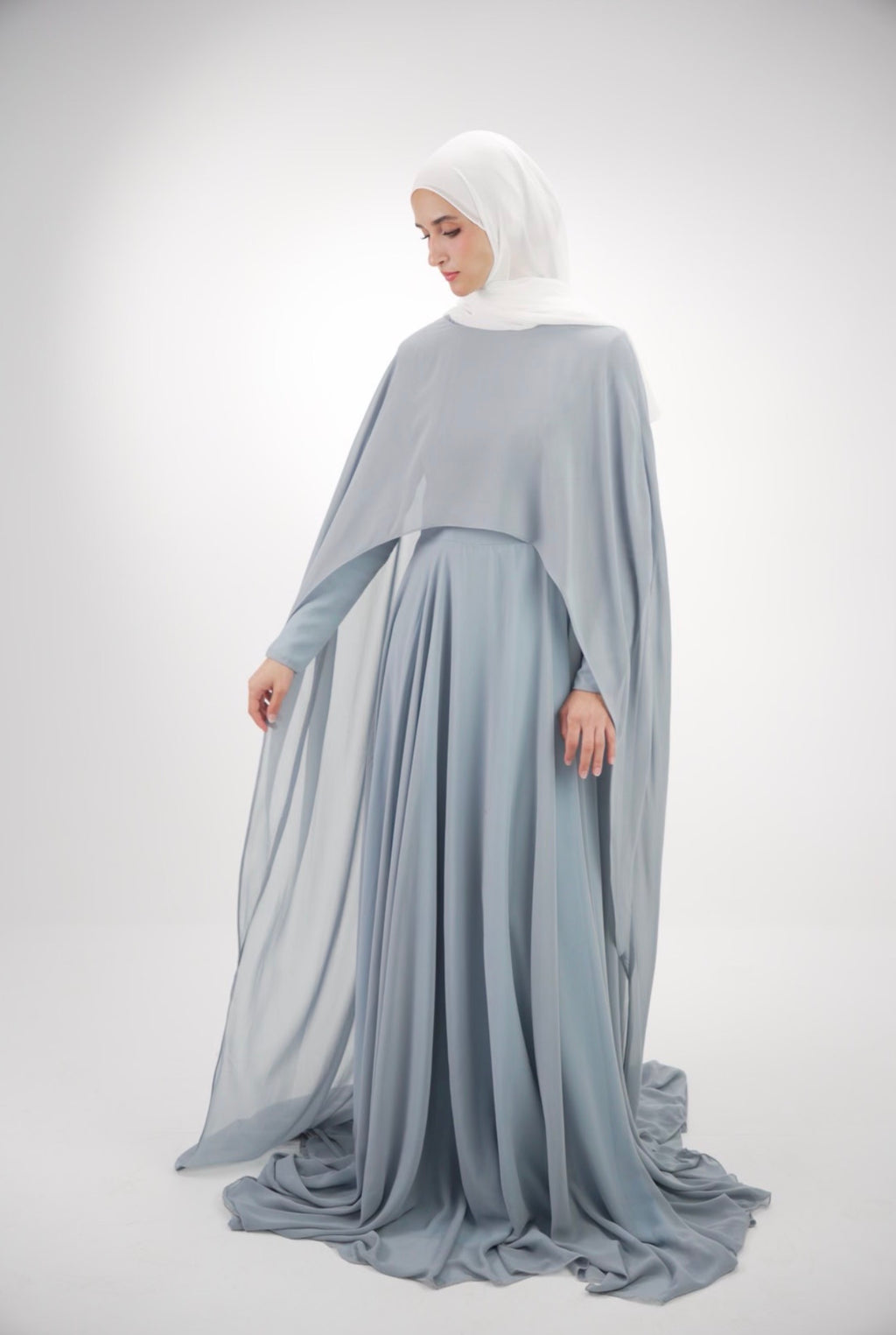 The light Charcoal Ethereal Chiffon Dress