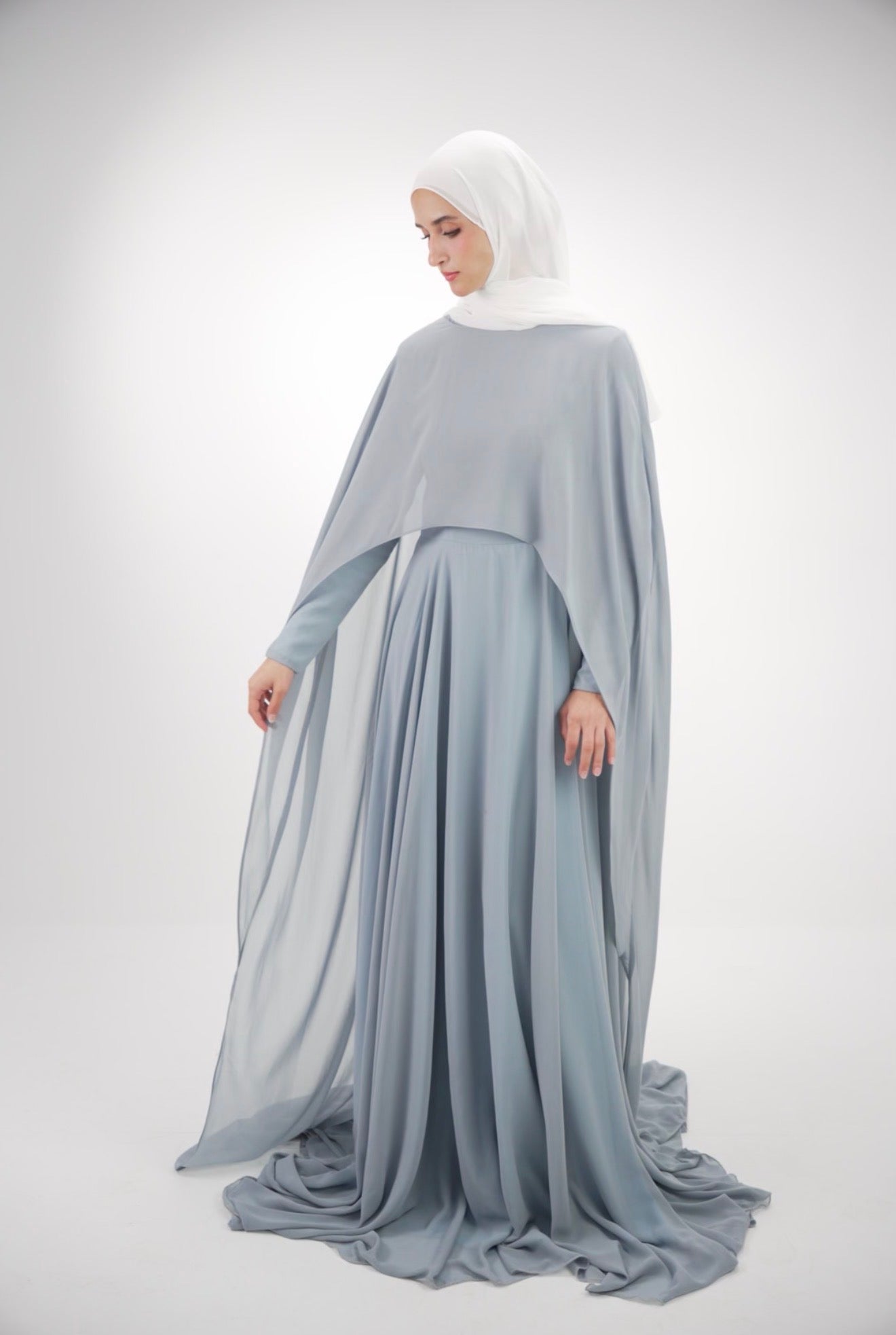 The light Charcoal Ethereal Chiffon Dress