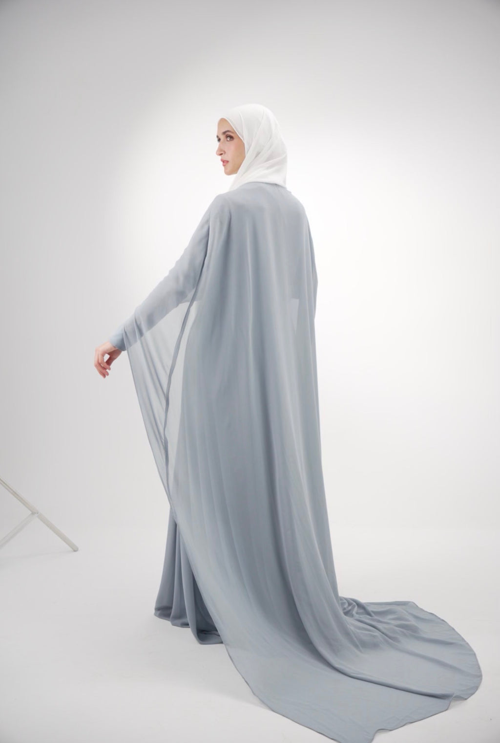 The light Charcoal Ethereal Chiffon Dress