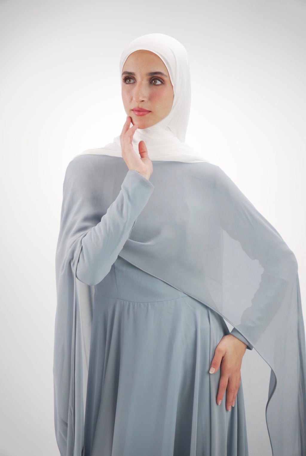 The light Charcoal Ethereal Chiffon Dress