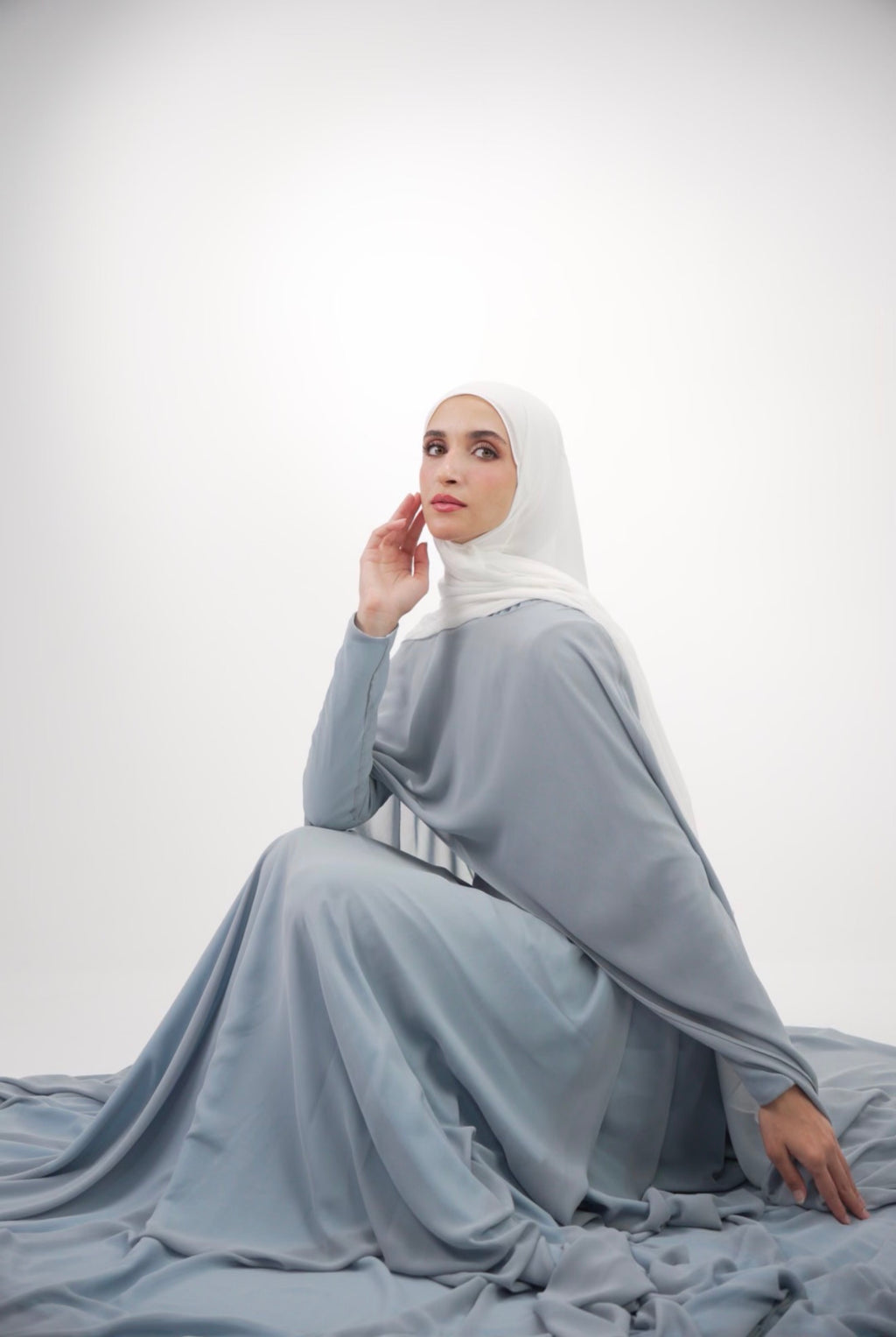 The light Charcoal Ethereal Chiffon Dress