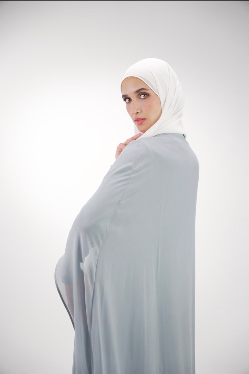 The light Charcoal Ethereal Chiffon Dress