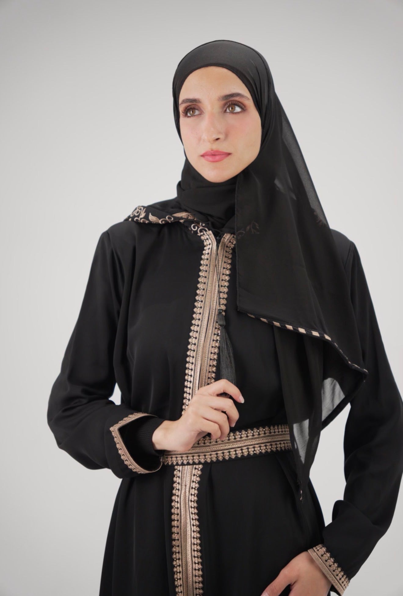 The Eclipse Hooded Abaya 2 Premium Korean Silk