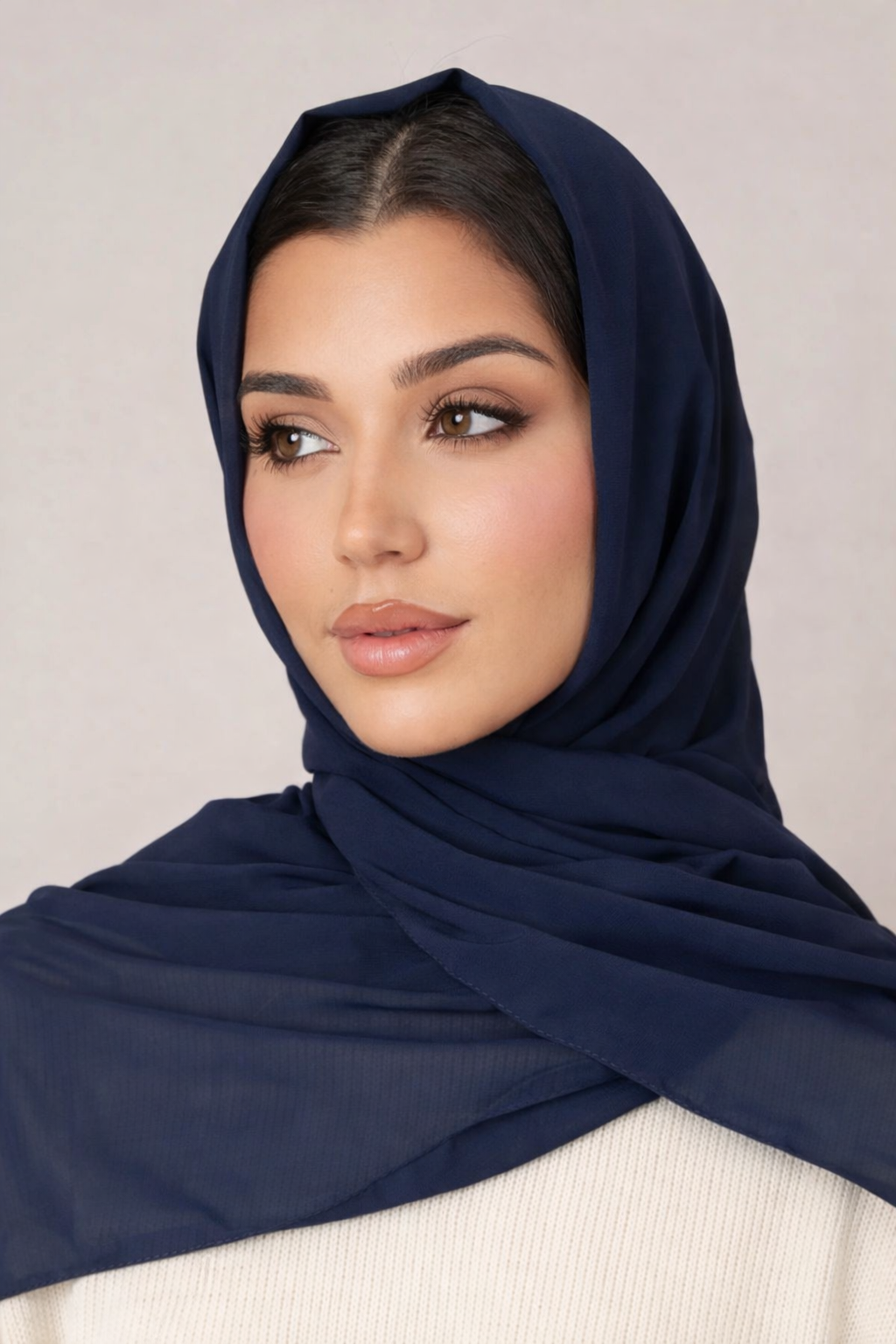 Elegant Deep navy blue Chiffon Scarf