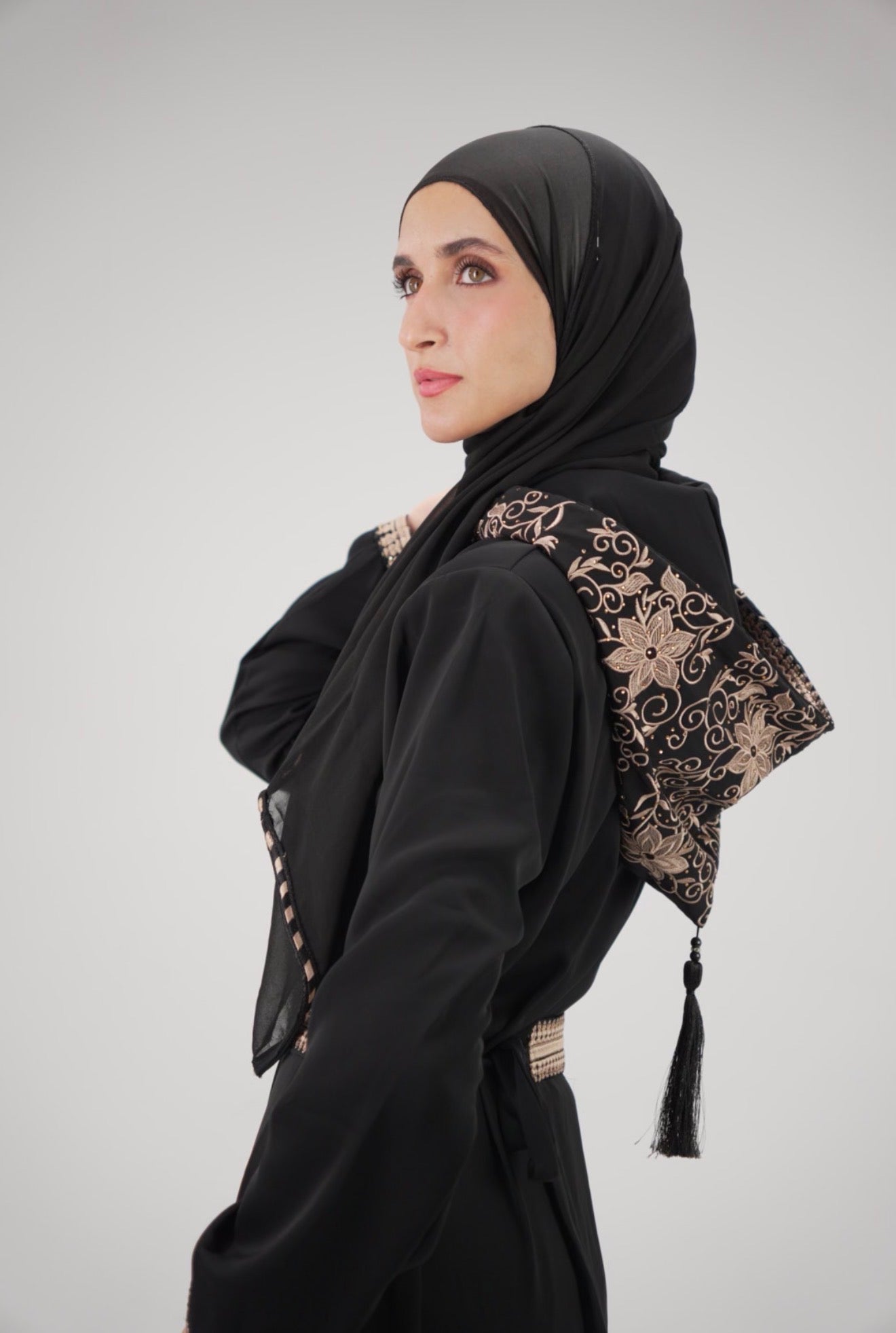 The Eclipse Hooded Abaya 2 Premium Korean Silk