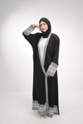 Elegant Black & Ivory Embroidered Abaya