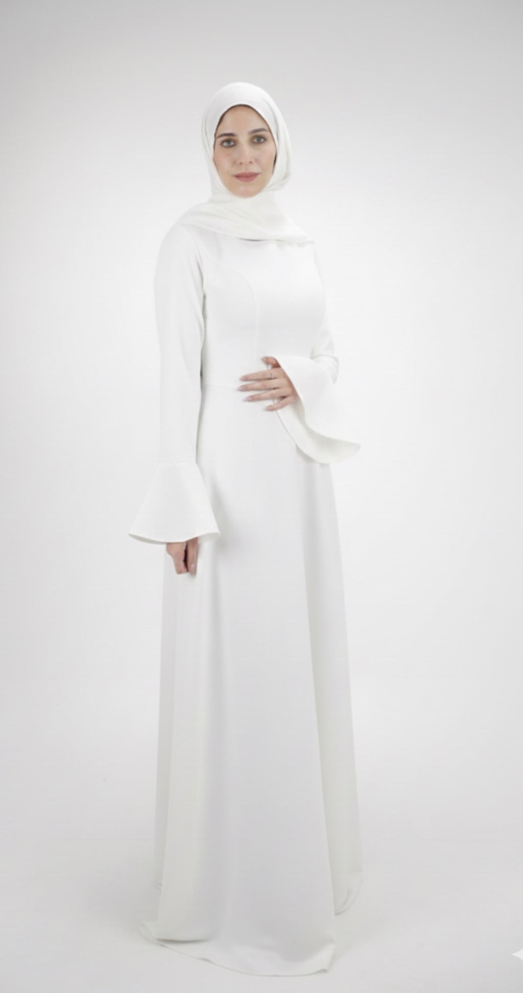 The Sculpted Crepe Dress white